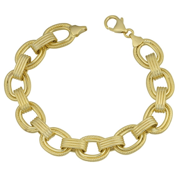 KoolJewelry 14k Yellow Gold Bold Link Bracelet (11.6 mm, 7.5 inch)