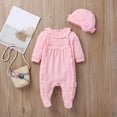thumbnail image 2 of mgoYE Preemie Newborn Baby Girl Clothes Infant Fall Winter Spring Outfits Floral One-Piece Romper+Jumpsuit+Hat(Pink,0-2M), 2 of 4