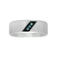 thumbnail image 3 of Mens Stainless Steel Blue Diamond Wedding Band - Mens ring, 3 of 4