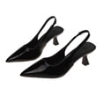 thumbnail image 5 of DIVVce Closed Toe Sandals Women Slingback Block Kitten Heel Pumps Glossy Patent Slip On Formal Wedding Office Dress Event Footwear, 5 of 8