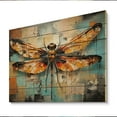 thumbnail image 2 of Designart "Orange Dragonfly Insects Flight composition I" Animals Print on Natural Pine Wood, 2 of 5