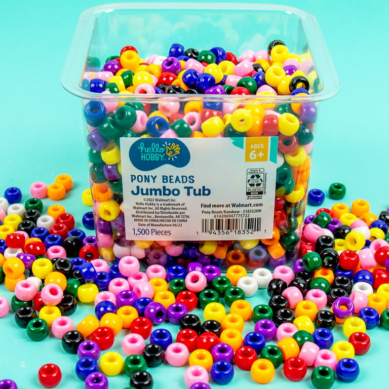 Hello Hobby Pony Beads Jumbo Tub - 1500 Pieces
