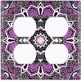 thumbnail image 3 of Metal Light Switch Plate Cover Mandala Purple Black Flower Tile Pattern MDL063, 3 of 13