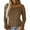 Brown, variant on Cutting Sleeve Women Long Sleeved Solid Color T-Shirt Slim Tops