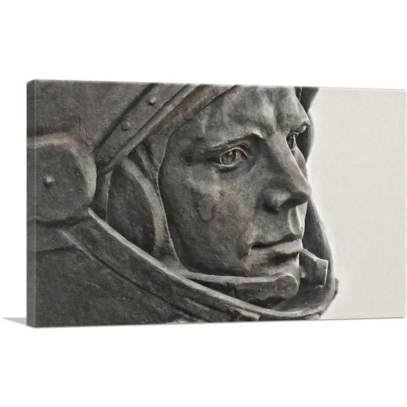 ARTCANVAS Russian Yuri Gagarin First Man in Space Statue Canvas Art Print - Size: 60" x 40" (0.75" Deep) (3-Piece)
