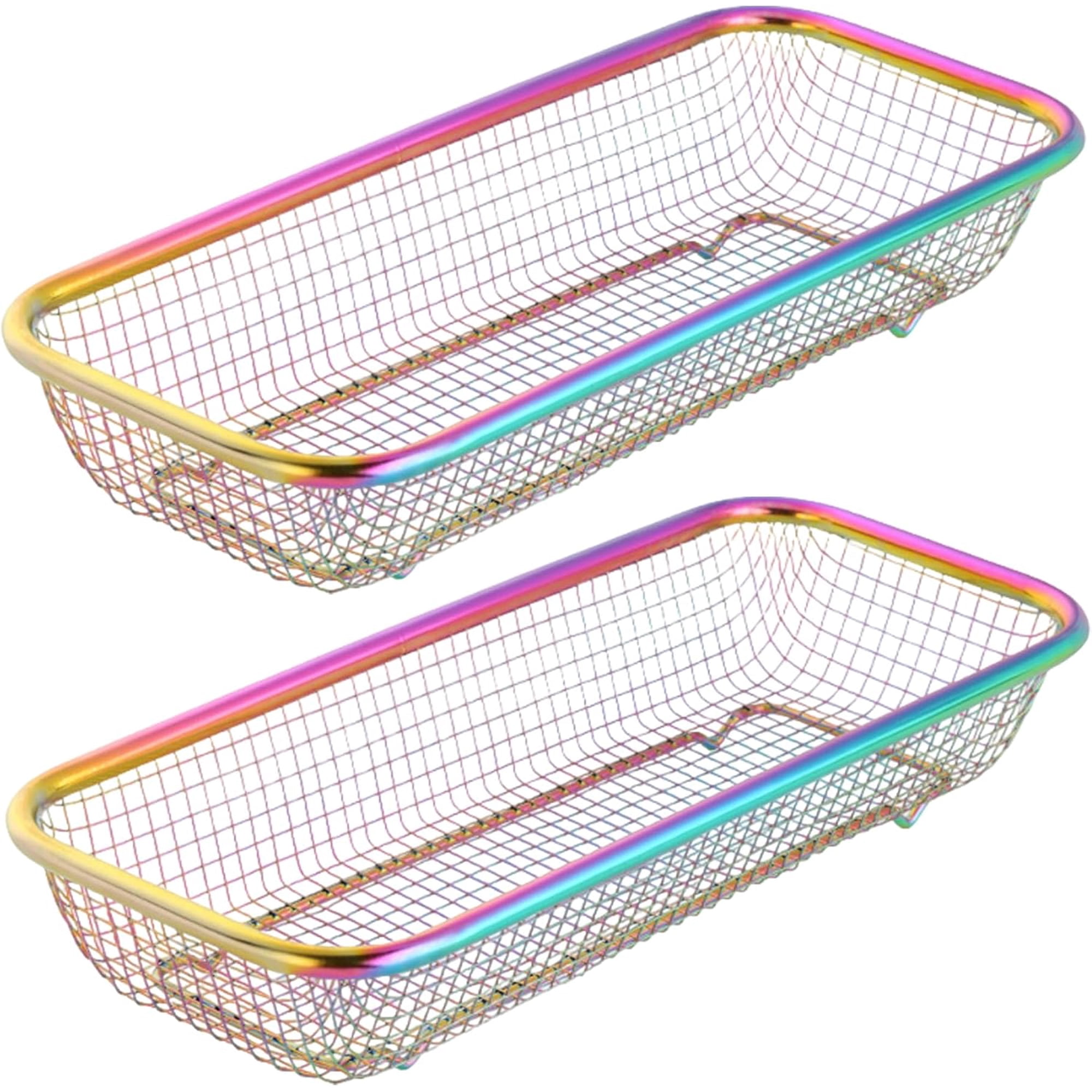 Kitchen Drawer Organizer for Utensils: Stackable Silverware Drawer Organizer Mesh Storage Baskets Stainless Steel Cutlery Silverware Organizer for Holding Knife Fork Spoon Chopsticks (Colorful)