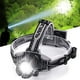 thumbnail image 1 of Linterna frontal LED recargable, 100.000 lúmenes superbrillante con 4 modos, con zoom, pantalla de alimentación digital, linterna frontal impermeable IPX6 con luz roja para senderismo, camping, caza,, 1 of 5