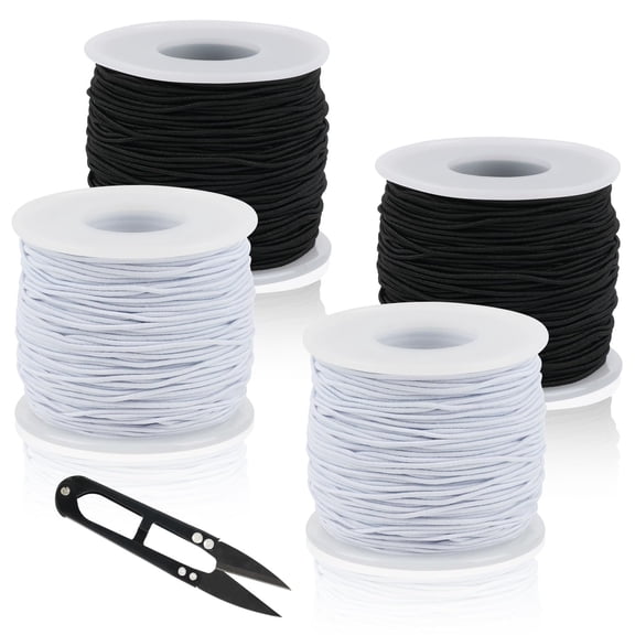 Deally 4 Rolls Elastic String for Bracelets, 1 MM 660 Feet Stretchy Bracelet String, Sturdy Elastic Cord for Craft Necklace Jewelry Making (2 Black   2 White)