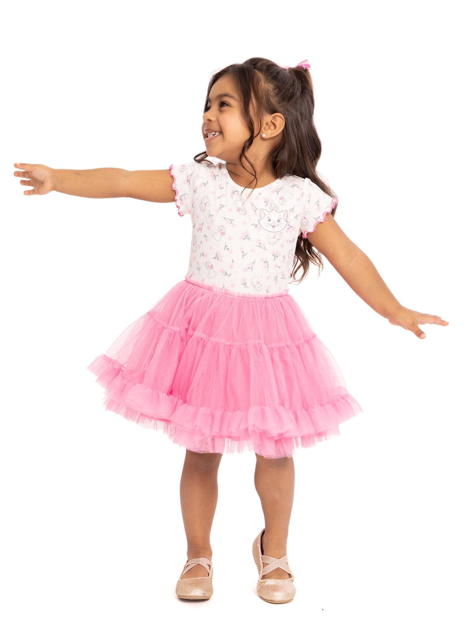 Disney Classics Marie Toddler Girls Graphic Tutu Dress with Short Sleeves, Sizes 12M-5T
