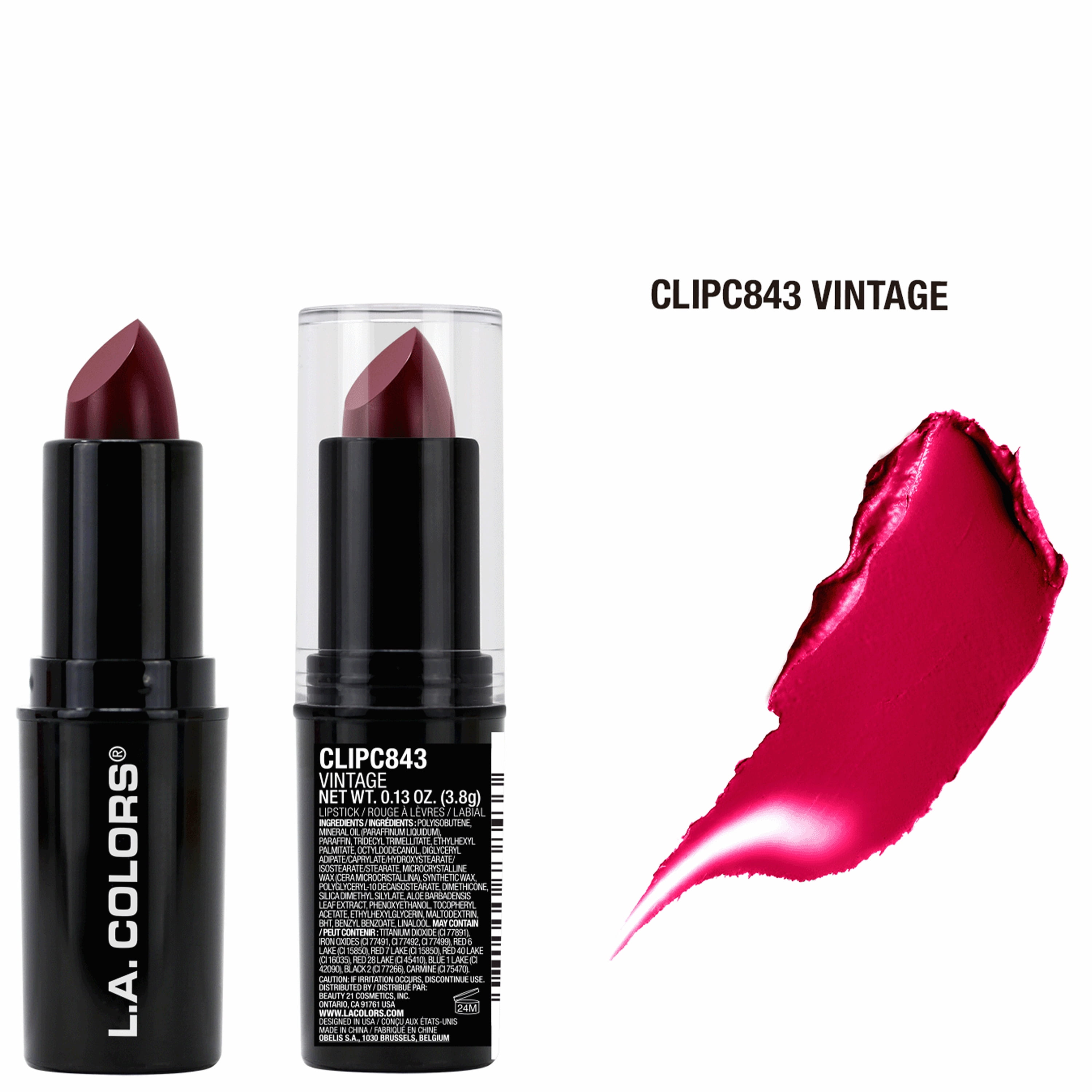(6 pack) L.A. COLORS Long-Wearing Satin Finish Velvet Pout Chaser Lipstick, Vintage, 0.13 oz