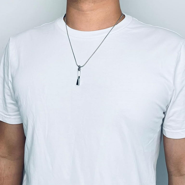 Tungsten Steel Bar Pendant Necklace for Men Women Twisted Bar