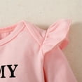 thumbnail image 4 of Fesfesfes Fashion Girls' Casual Long Sleeve Round Neck Collar Romper Fall Winter Solid Long Pants Sets Headband 3pc Outfit Set(Z03#Pink,9-12 Months), 4 of 4