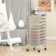 thumbnail image 4 of Costway Rolling Storage Cart with Chrome Plated Metal Frame & Lockable Universal Wheels Clear, 4 of 10