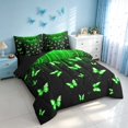 thumbnail image 2 of Homewish Bling Butterfly King Bedding for Girls, Black Green King Bed in a Bag, Black Reversible, 7-Piece, 2 of 7