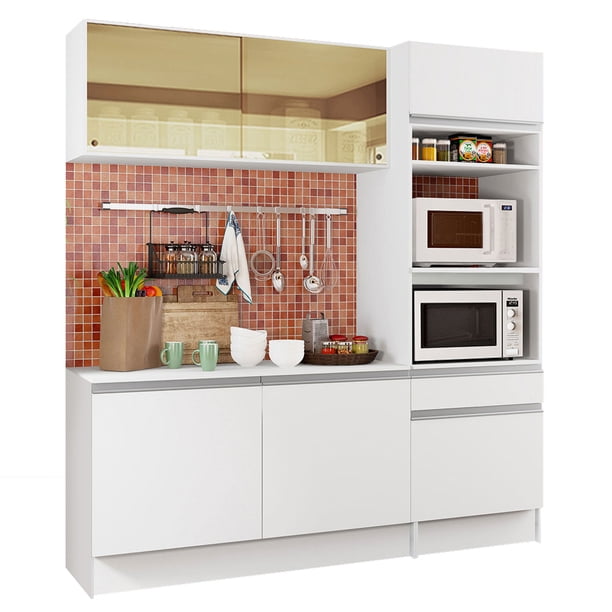 Madesa Gabinete de Cocina Integral Compacta con Armario Diamante Pop Blanco