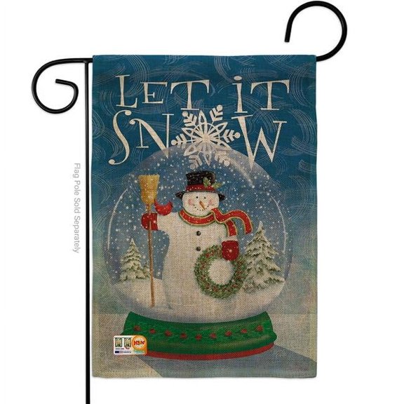 Breeze Decor BD-XM-G-114101-IP-DB-D-US12-AM 13 x 18.5 in. Snow Globe Snowman Burlap Winter Christmas Impressions Decorative Vertical Double Sided Garden Flag