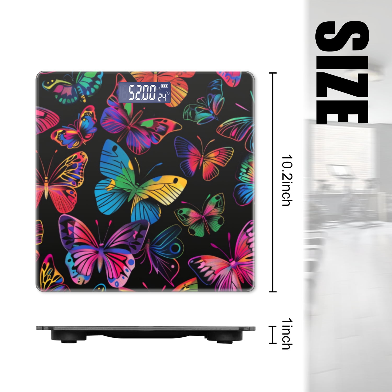 High Precision Body Weight Scale Smart Bathroom Scales with Large LCD Display(400lbs),Decorative for Bedroom-Colorful Butterflies Each With Unique Design And Color Palette