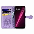 thumbnail image 2 of Allytechgroup Flip Wallet Case [Cat & Dog Cute Embossed Pattern] for T-Mobile REVVL 6 5G with Card Slots Cash Holder, Stylish Magnetic Clasp Shockproof Kickstand Cover with Hand Strap, Purple, 2 of 6