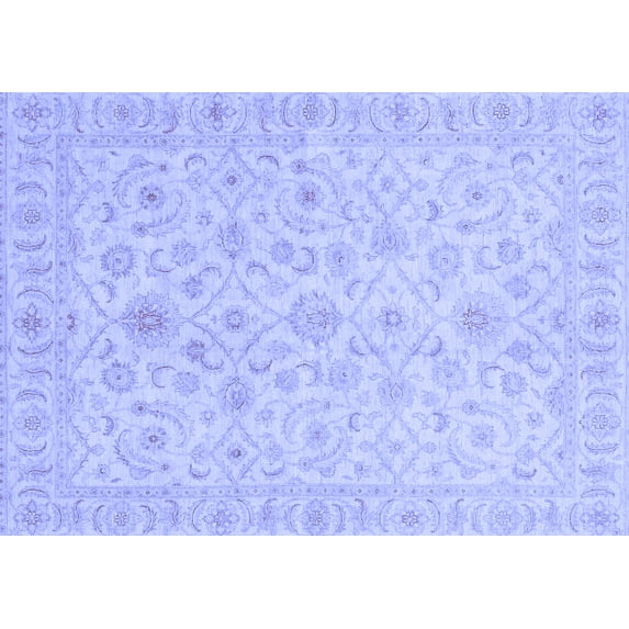 Ahgly Company Machine Washable Indoor Rectangle Oriental Blue Traditional Area Rugs, 5' x 8'