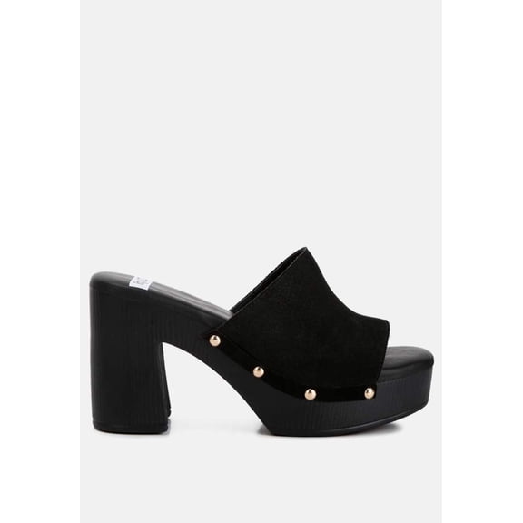 Cartera Soft Suede High Block Heel Clogs