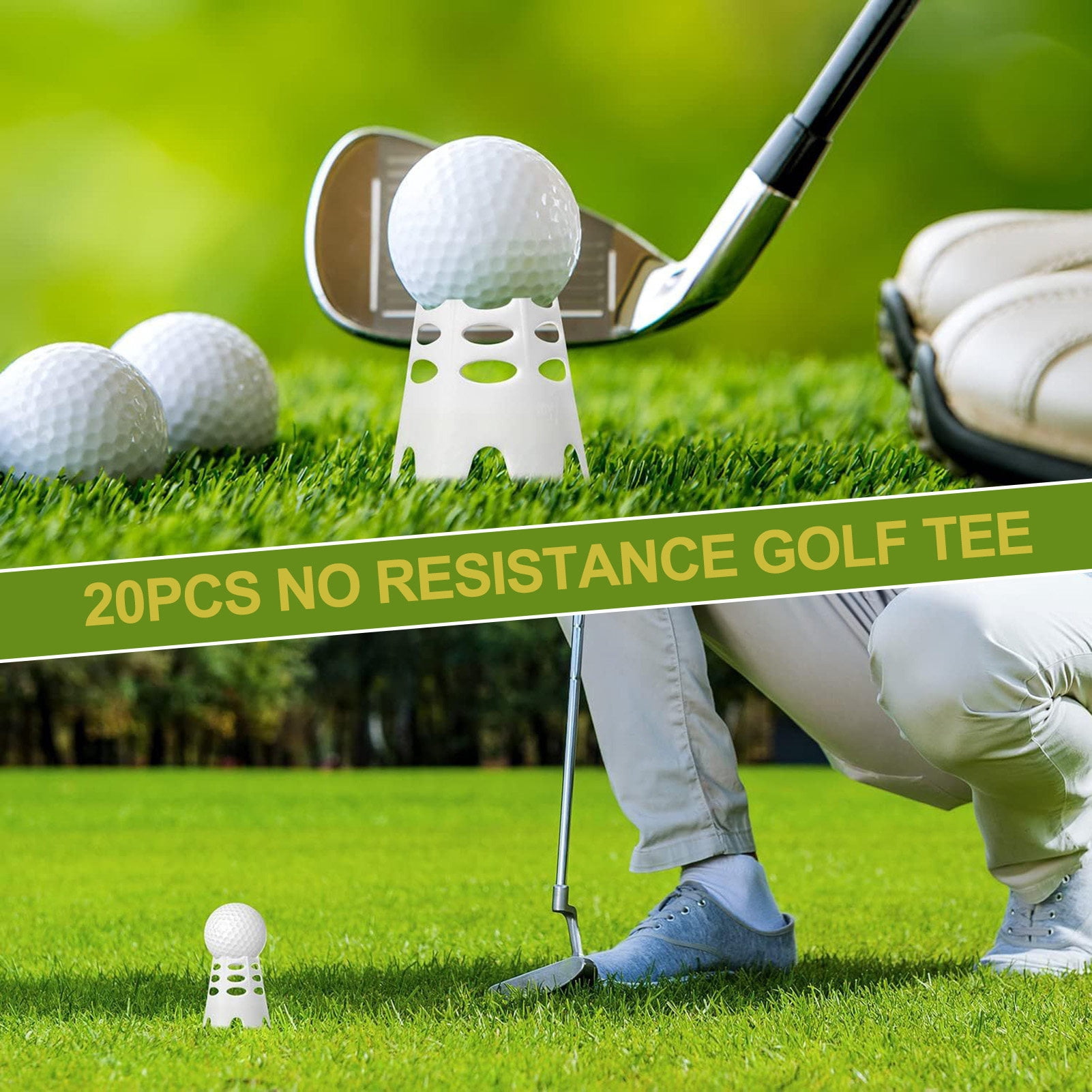 Sportteer Golf Tees Golf Tees Set 20Pcs Plastic Golf Tees Unbreakable High Stability Low Friction Compact Size Indoor Outdoor Training Tool