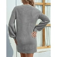 thumbnail image 5 of Sweater for Women Lantern Sleeve Sweater Dress Solid Color Casual Pullover Knitted Sweaters Alsol Lamesa, 5 of 6