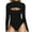 Black, variant on Hontri Dressy Tops for Women under $10-Black Cutout Bodysuit,Neck Cutout Front T Shirt Long Sleeve Short Sleeve Bodysuit for Women