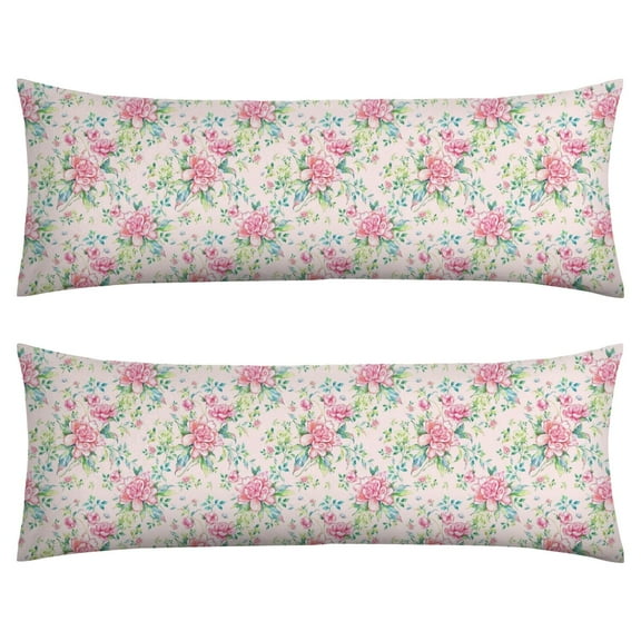 Floral Body Pillow Cover – Soft & Breathable, Hidden Zipper, 20"x54", Vintage Wildflower & Botanical Print with Butterflies & Bees – Gift for Side Sleepers, Pregnancy, Farmhouse Decor