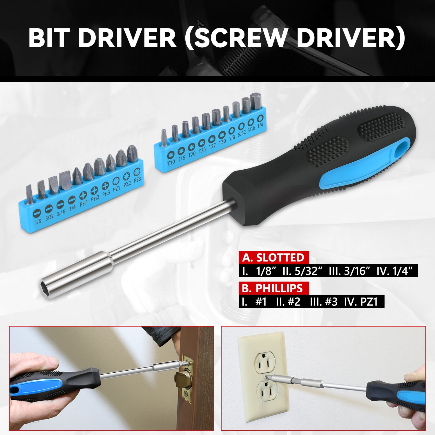 39Pcs Home Repair Hand Tool Set Toolbox Bit Drive Plier Hammer Scissor Hex Key Househeld Garage Garden Office DIY Blue