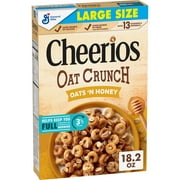 Cheerios Oat Crunch Oats & Honey Oat Breakfast Cereal, Large Size, 18.2 oz
