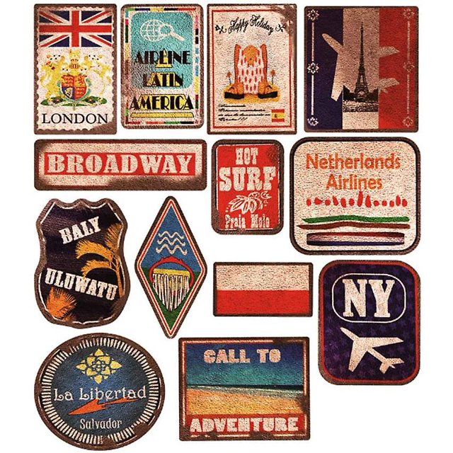 Pegatinas de sello Vintage de vinilo, pegatinas de viaje Retro, calcomanías impermeables, pegatinas para equipaje, monopatín, pegatinas para maletas portátiles, 36 Uds. LingWen 8390611011451