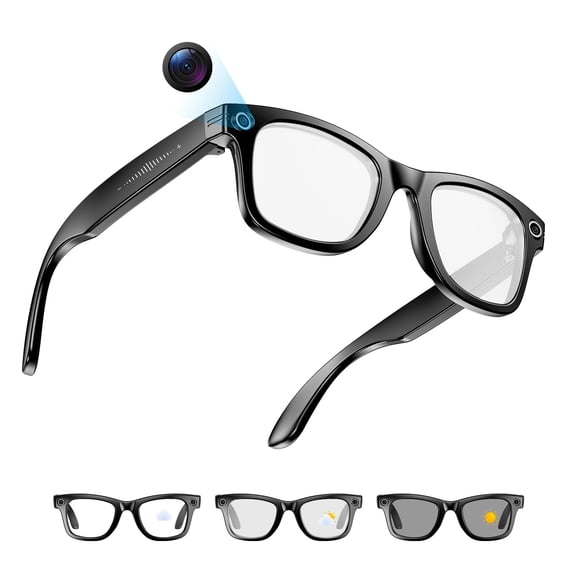 AI Smart Glasses with 8MP HD Camera, Bluetooth Translation, Waterproof for Travel, Sports - White
