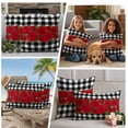 thumbnail image 5 of Valentine's Day Outdoor Waterproof Pillow Covers, Red Roses Floral Leaves Buffalo Plaid Decorative Square Throw Pillowcase Sofa Cushion Sham for Patio/Couch/Chair, 18"x18" 2 Pack, 5 of 8