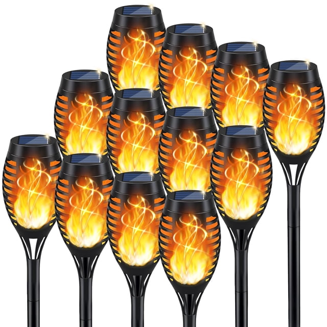 Linterna solar KYEKIO, paquete de 12 unidades, llama parpadeante, 52 cm
