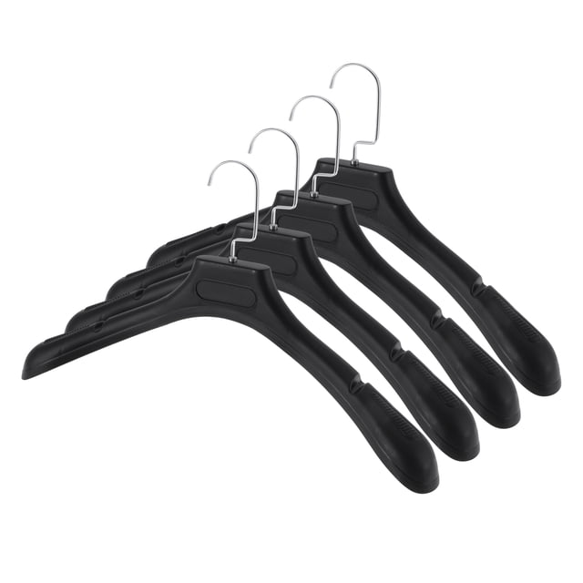 Perchas de ropa ligeras de 4 piezas con gancho plano, percha de prenda negra
