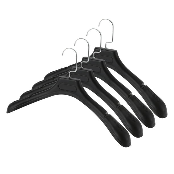 Perchas de ropa ligeras de 4 piezas con gancho plano, percha de prenda negra