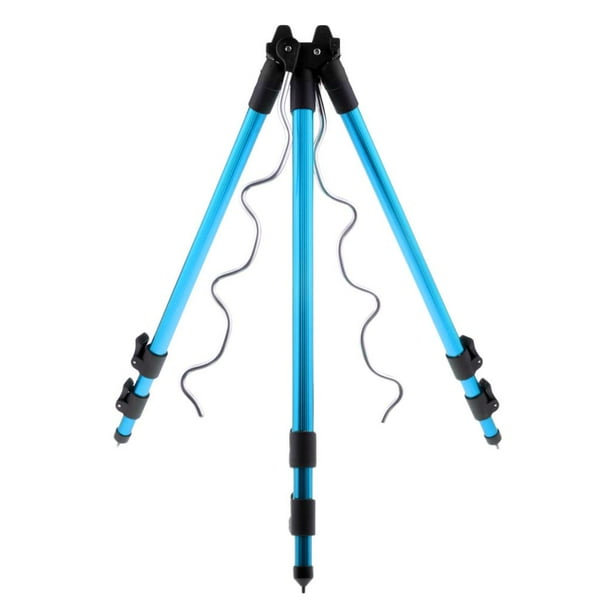 Trípode portátil para cañas de pescar con patas extensibles para 7 cañas Azul