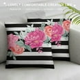 thumbnail image 3 of COMIO  Throw Pillow Cover Floral Peony Rose Black White Stripes Little Wildflowers Spring Summer Leaves Natural Decor Lumbar Pillow Case Cushion for Sofa Couch Bed Standard Queen, 3 of 5