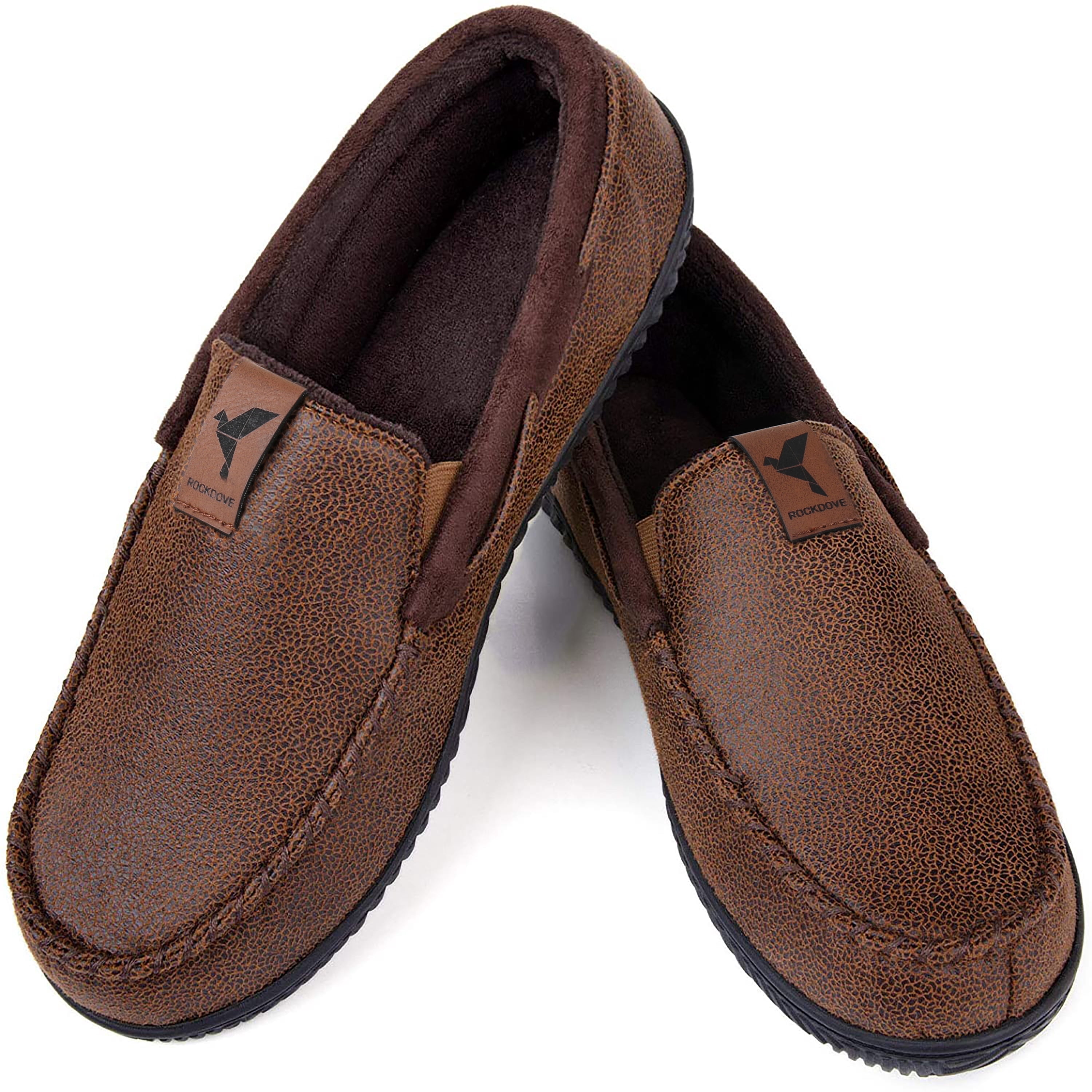 RockDove Men's Faux Leather Memory Foam Moccasin Slippers photo 1