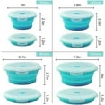 thumbnail image 5 of Set of 4 Collapsible Foldable Silicone Food Storage Container, Leftover Meal Box With Airtight Plastic Lids For Kitchen, Bento Lunch Boxes-Microwave, Dishwasher and Freezer Safe (Blue), 5 of 7