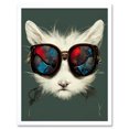 thumbnail image 1 of White Cat Head With Aviator Sunglasses Painting Art Print Framed Poster Wall Decor 12x16 inch, 1 of 5