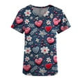 thumbnail image 4 of Valentine's Day Savings Clearance 2024! TAGOLD Women Scrub Tops, Print Scrub Tops, Women Valentine Day Short Sleeve V-neck Tops Printed Pockets Blouse Nursing, 4 of 5