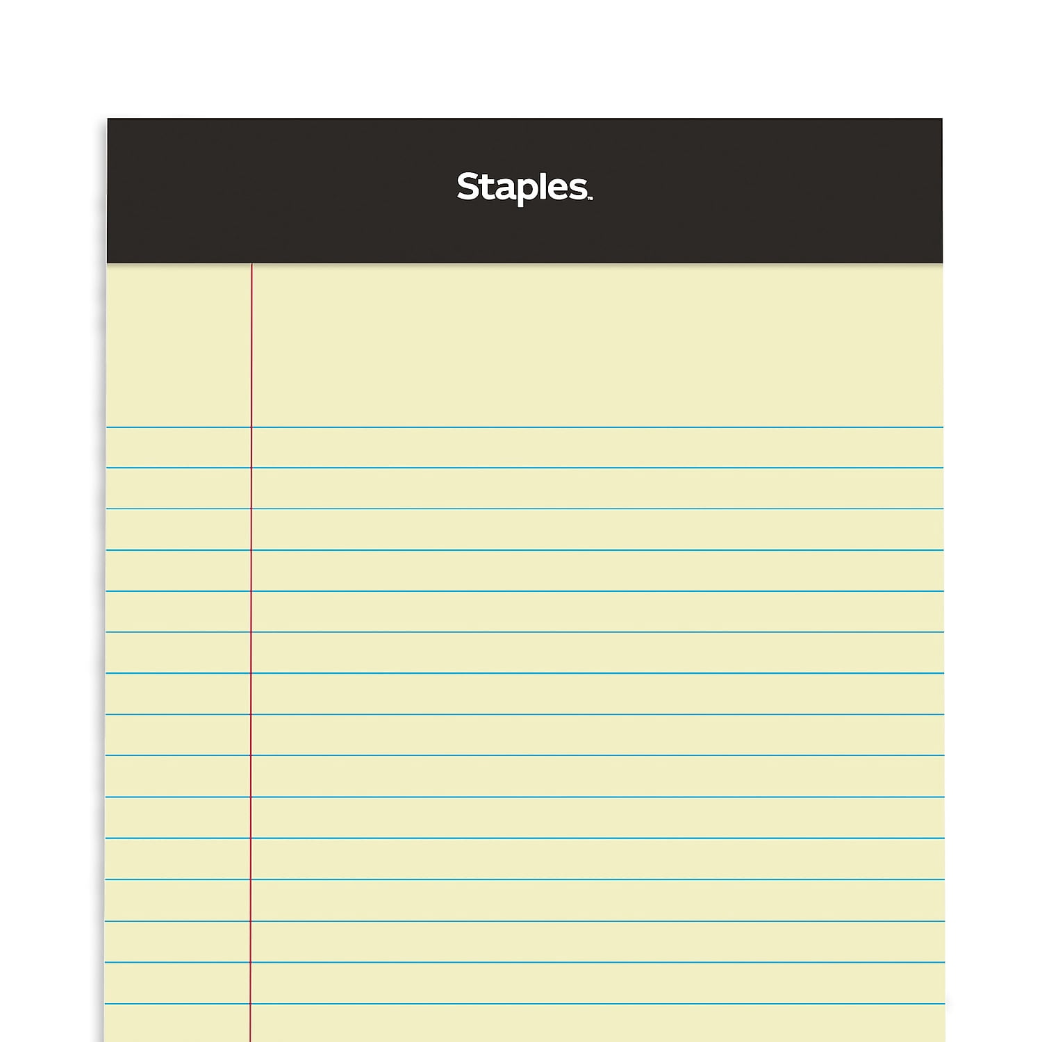 Staples Notepads 5" x 8" Narrow Ruled Canary 100 Sheets/Pad 18/Carton ST57302VS