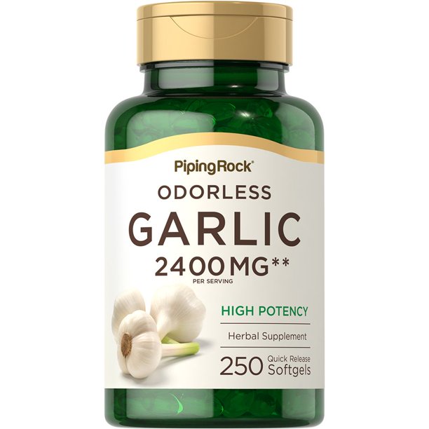 Odorless Garlic Supplement 2400mg 250 Softgels by Piping Rock