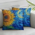 thumbnail image 3 of Fenyluxe Square Throw Pillow Covers Abstract Painting of Blue Starry Sky and Sunflowers Pillow Cases Decorative for Home Bedroom Sofa Pillowcases ,Set of 2  White, 3 of 7