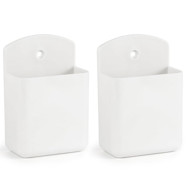 Soporte de control remoto para montaje en pared, caja organizadora de controlador multimedia para oficina, dormitorio, salón, paquete de 2 (blanco)
