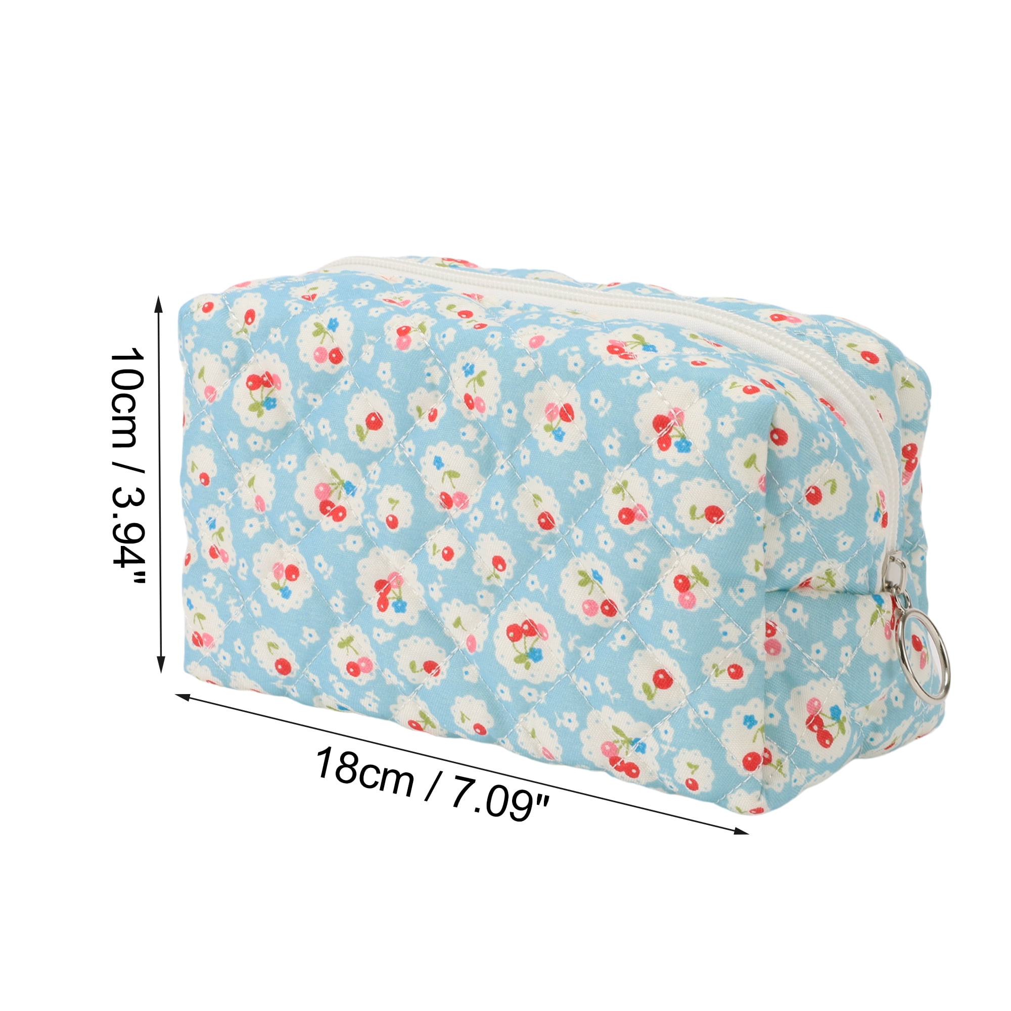 Unique Bargains 1Pc Women Durable Portable Cherry Storage Makeup Bag for Travel Blue