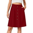 thumbnail image 4 of WTOBBY Ladies' Fashionable Casual High-waisted Button Front Skirt, Women's Tailored Office Daily Wear Skirt with Elegant Design and Comfort Fit,Red S, 4 of 4