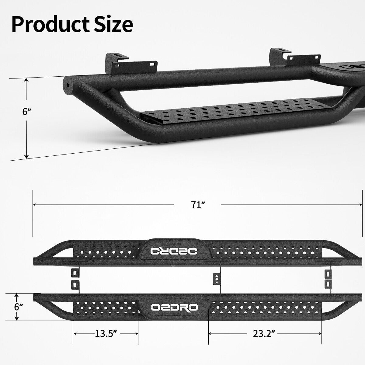 RVNI Running Boards Side Steps for 2007-2018 Jeep Wrangler JK 4 Door Nerf Bars