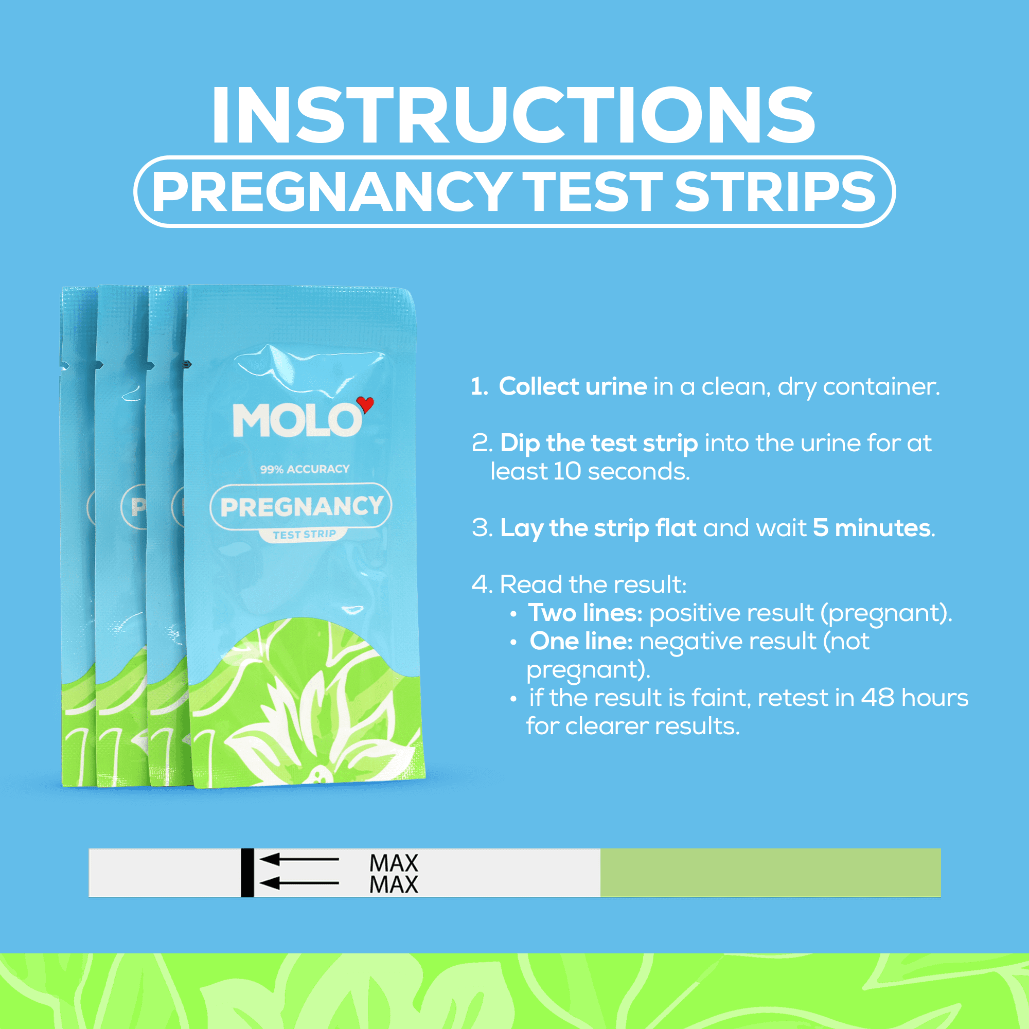MOLO 50 Ovulation + 20 Pregnancy Test Strips – Early Pregnancy Detection & 99% Accuracy